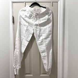 Linen Blend White Joggers